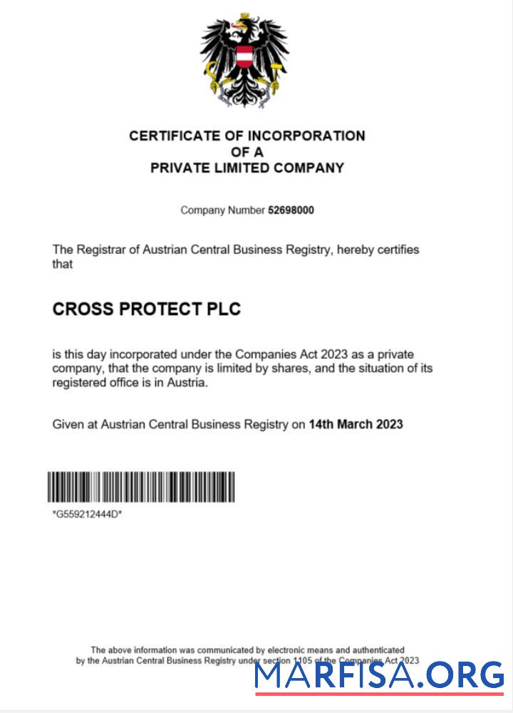 Blank Austria certificate of registration Word and PDF template